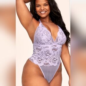 Adore Me Pastel Lilac Lace Bodysuit